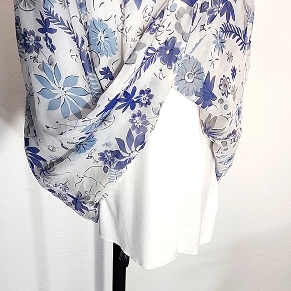 Ambra Blouse Silk Floral Sleeveless Cowl Neck White Size L - Picture 13 of 15